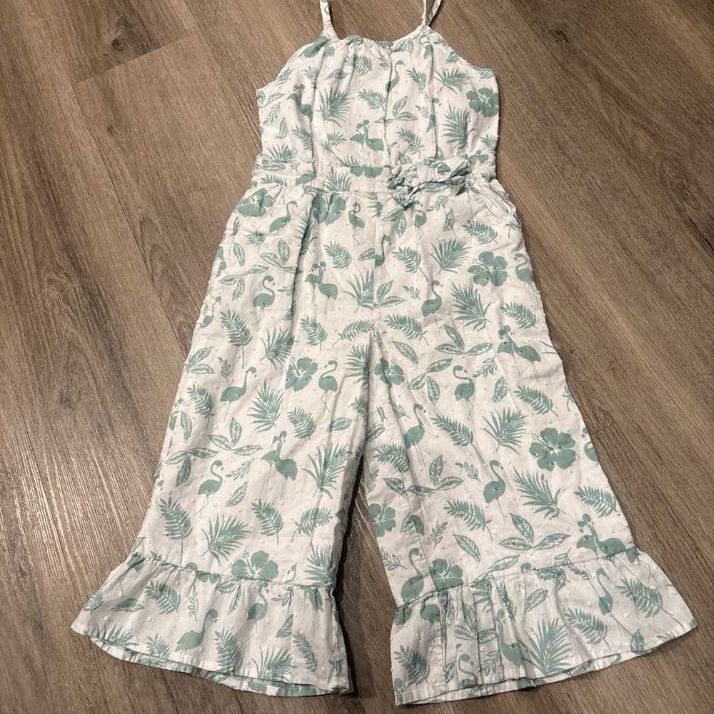 Kids Janie and Jack White and Green Leaf Print Top